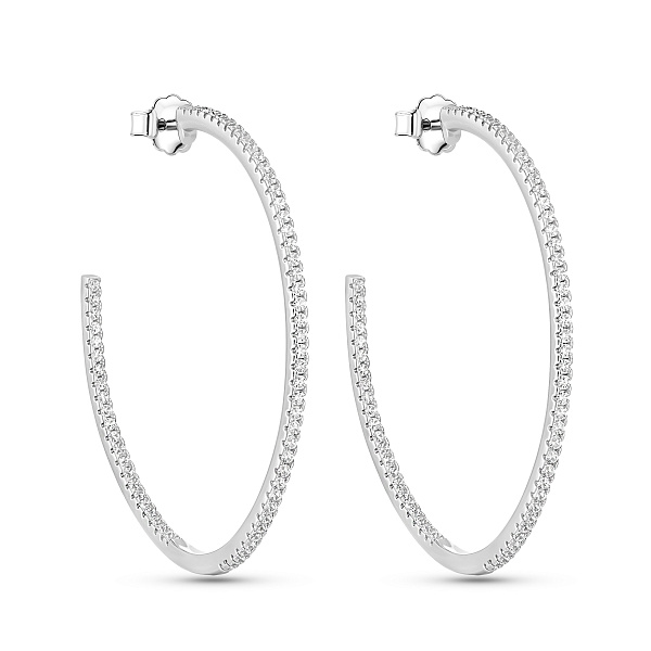 Серебряные пусеты с дорожкой из фианитов (арт. 7518/5782/45) – изображение 1