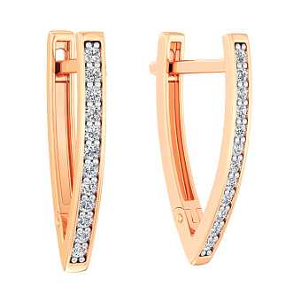 Фото Сережки з червоного золота з білими фіанітами (арт. 110685)