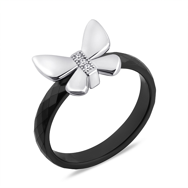 Каблучка Метелик зі срібла та кераміки (арт. 7501/К2ФК/4046-1-17) – зображення 1