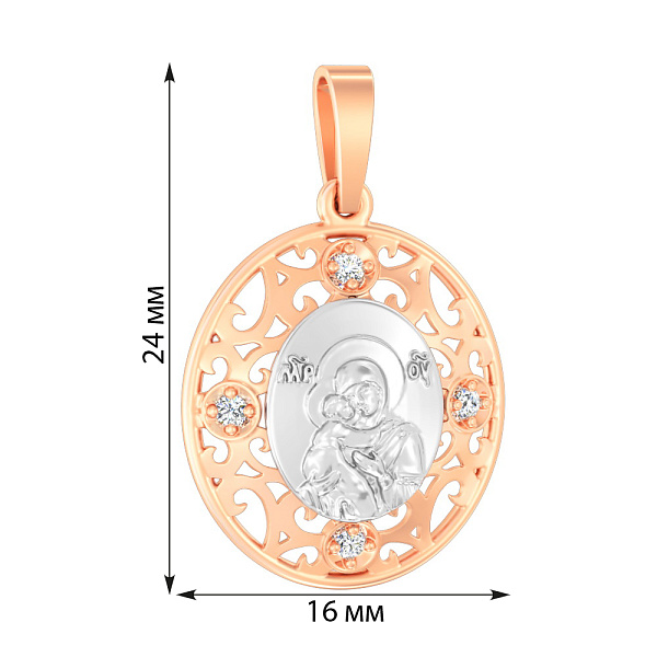 Золота ладанка-іконка Божа Матір «Володимирська» (арт. 440617) – зображення 2