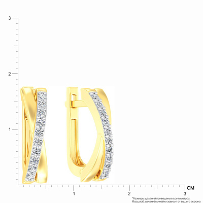 Золотые серьги Синергия с дорожкой фианитов (арт. 111102ж)