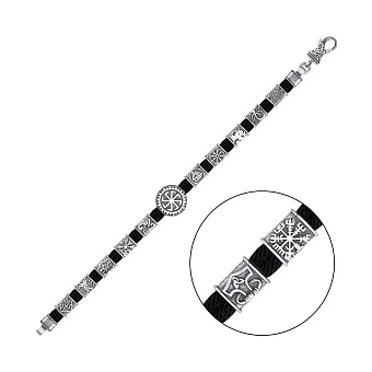 Браслет на шовковій нитці з вставками зі срібла (арт. 7309/2197/1/11)