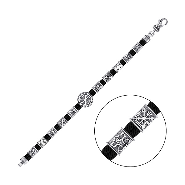 Браслет на шовковій нитці з вставками зі срібла (арт. 7309/2197/1/11) – зображення 1