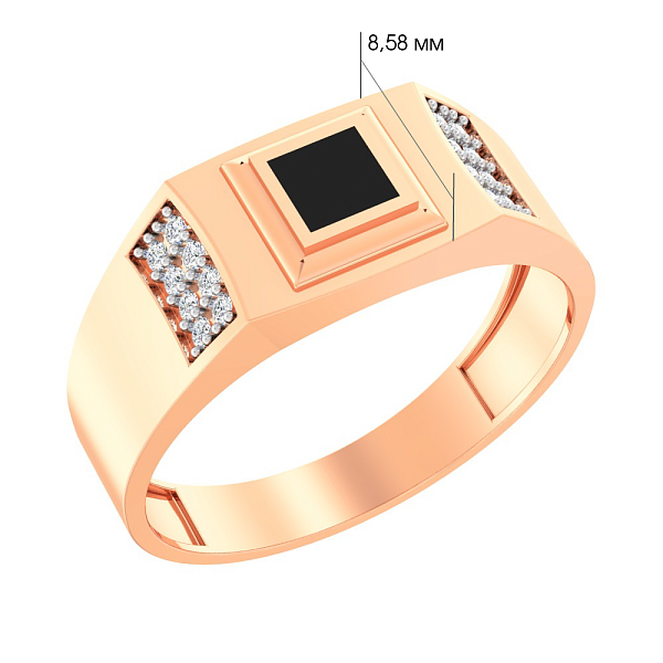 Золотая печатка с эмалью и фианитами (арт. 170073) – изображение 2