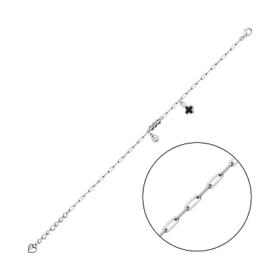 Срібний браслет з емаллю та фіанітами (арт. 7509/4059еч)