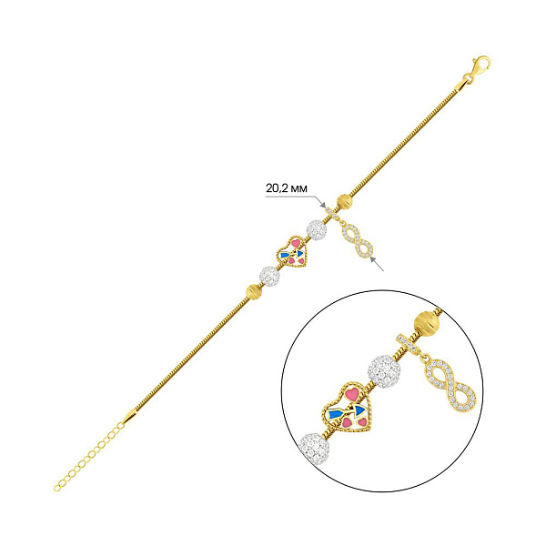 Золотой браслет с эмалью и фианитами (арт. 325556жеП1) – изображение 2