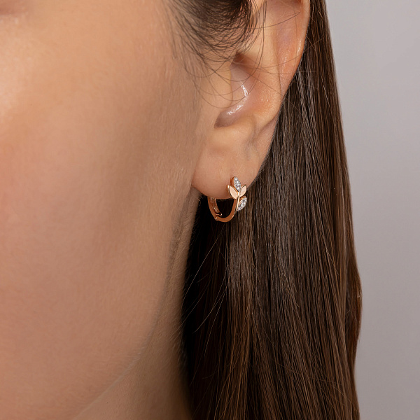 Золотые серьги с фианитами (арт. 1101045) – изображение 2