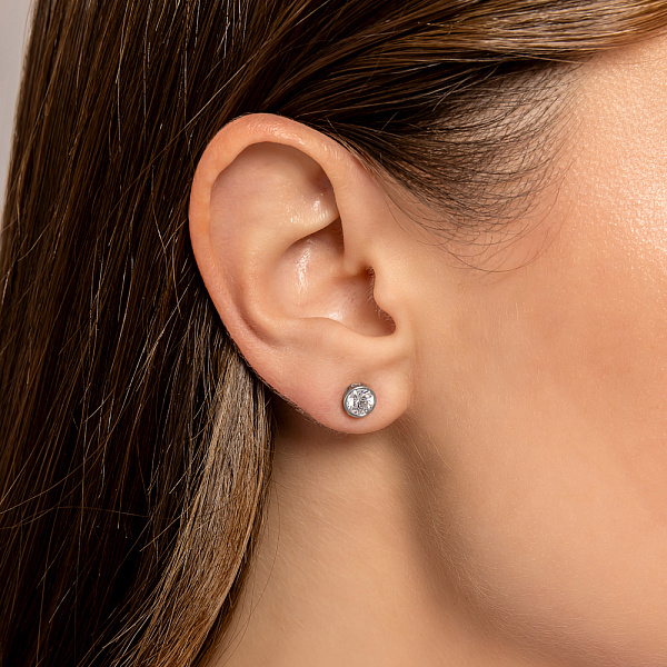 Золотые серьги пусеты с фианитом (арт. 110509б) – изображение 3