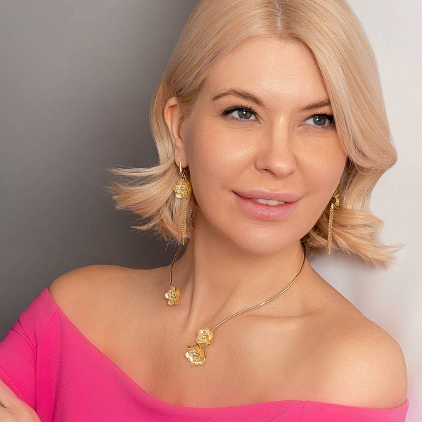 Золотые серьги Francelli Цветы (арт. 1091681ж) – изображение 7