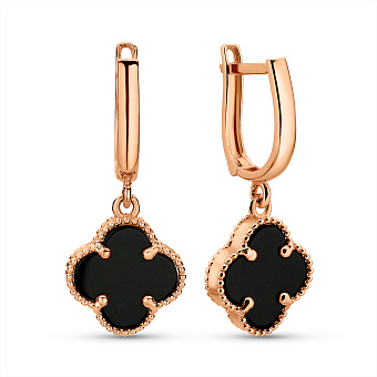 Золотые серьги с ониксом (арт. 104189/10о)