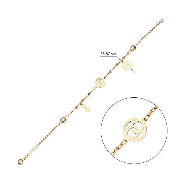 Браслет из желтого золота с подвесками (арт. 325160жбкП2) – изображение 2