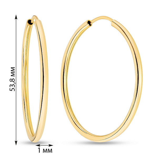 Тонкие серьги-кольца из желтого золота  (арт. 121900/55ж) – изображение 4