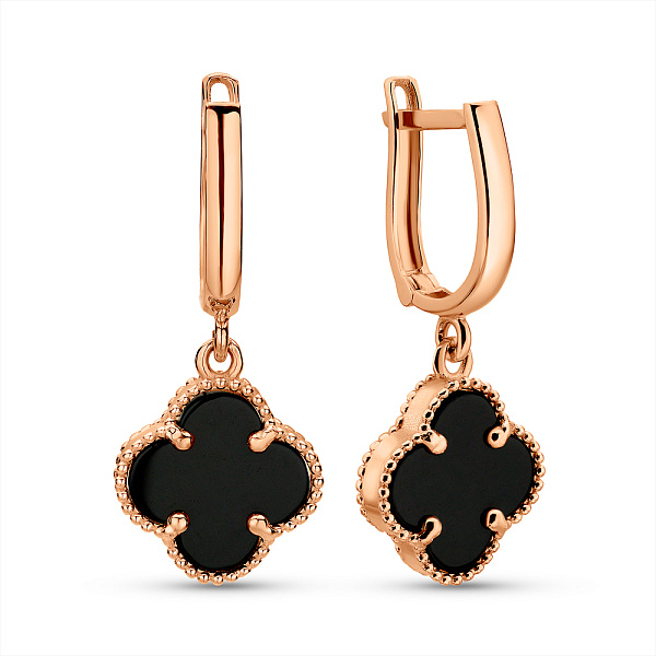 Золотые серьги с ониксом (арт. 104189/10о) – изображение 1