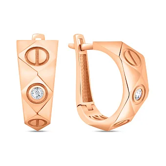 Серьги из красного золота с фианитами (арт. 1091367)