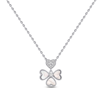 Фото Серебряное колье Сердце с перламутром (арт. 7507/2395п)