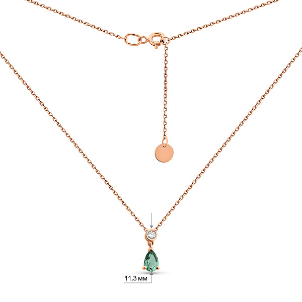 Золоте кольє з кварцом  і фіанітом (арт. 361273Пз) – зображення 3