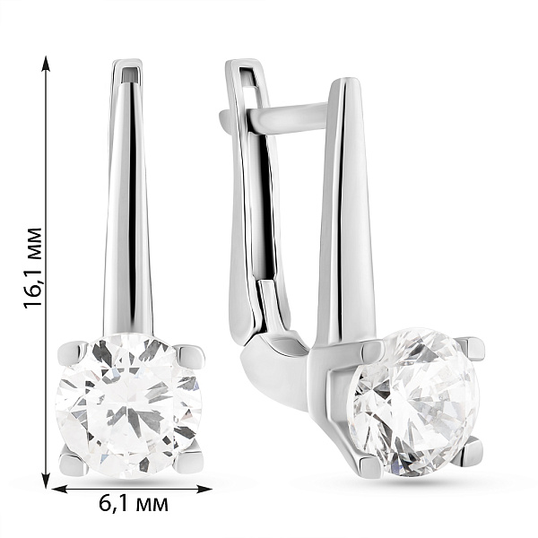 Серьги из белого золота с фианитами (арт. 104798б) – изображение 4