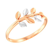 Кольцо "Ветка" из комбинированного золота (арт. 140650)
