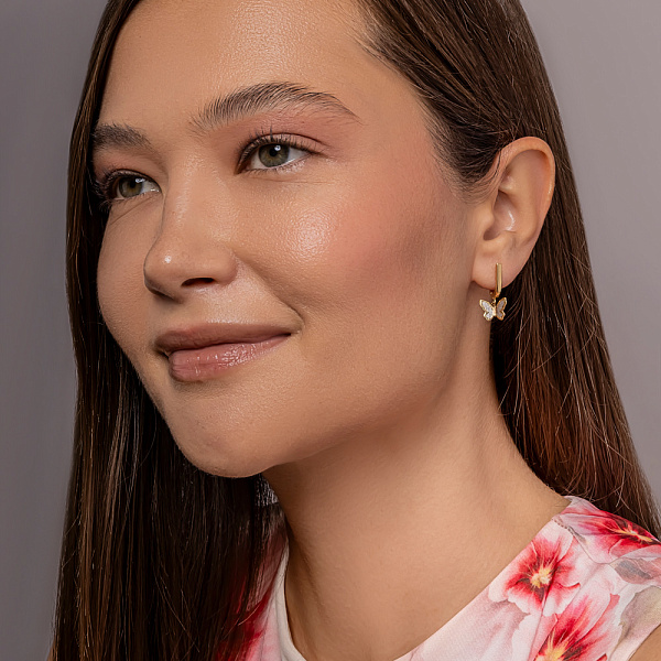 Серьги-подвески из желтого золота Бабочки (арт. 110471ж) – изображение 4