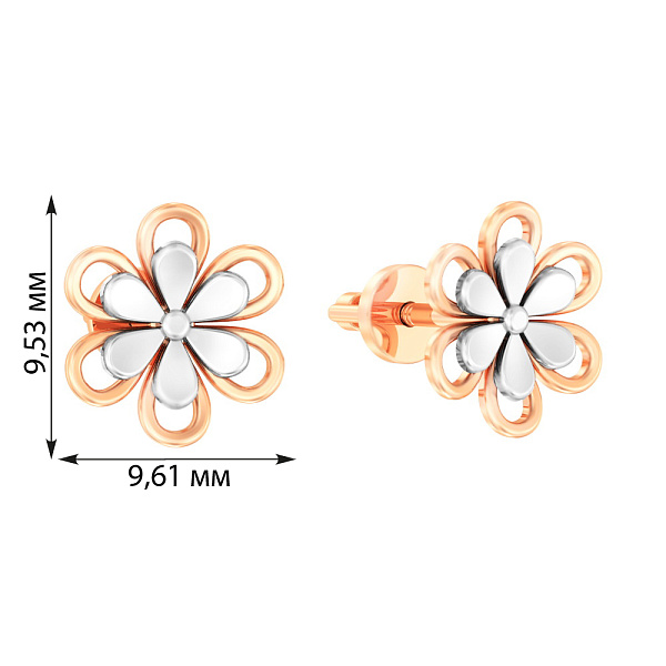 Золоті сережки пусети «Квіточки» (арт. 111065кб) – зображення 2
