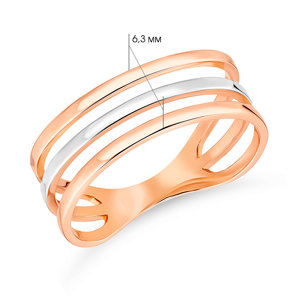 Золотое тройное кольцо (арт. 154230) – изображение 3