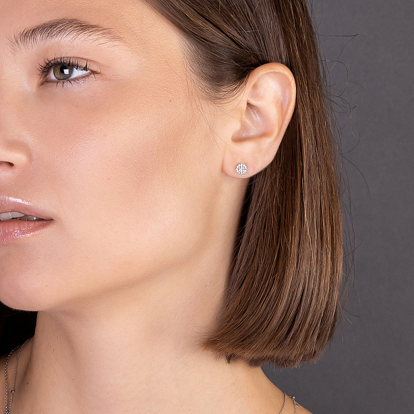 Пусеты из белого золота с бриллиантами  (арт. 2108949202) – изображение 2