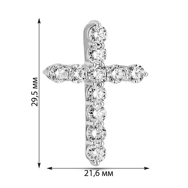 Хрестик з білого золота з діамантами (арт. 3112456202) – зображення 2