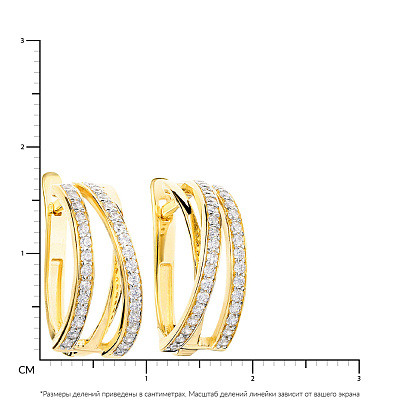 Золотые серьги в желтом цвете металла с фианитами Синергия (арт. 110193ж)