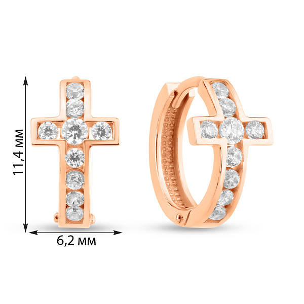 Серьги Крестики из золота с фианитами (арт. 1091545) – изображение 3