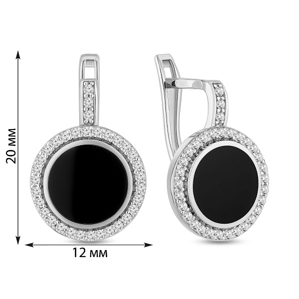 Золоті сережки Лýна з емаллю і фіанітами (арт. 110426бе) – зображення 2