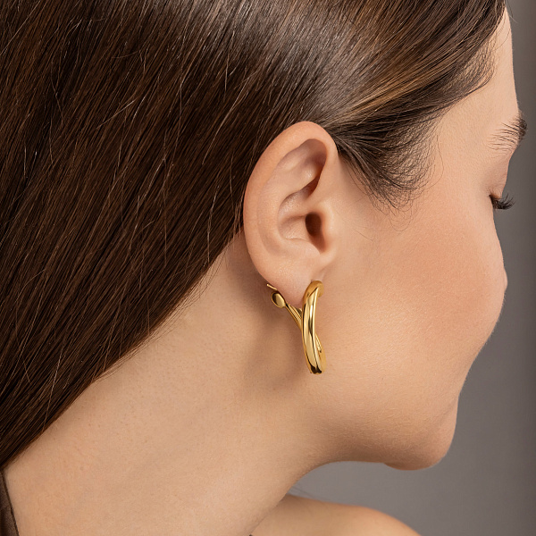 Золотые серьги-кольца Francelli без камней (арт. е1091993/30ж) – изображение 3