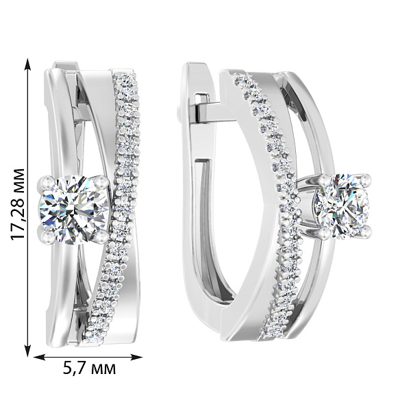 Сережки золоті Синергія в білому кольорі металу (арт. 111101б) – зображення 2