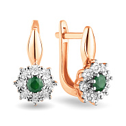 Фото Золотые сережки с изумрудом и бриллиантами (арт. С011062и)