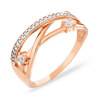 Фото Золота каблучка з фіанітами Синергія (арт. 140528)