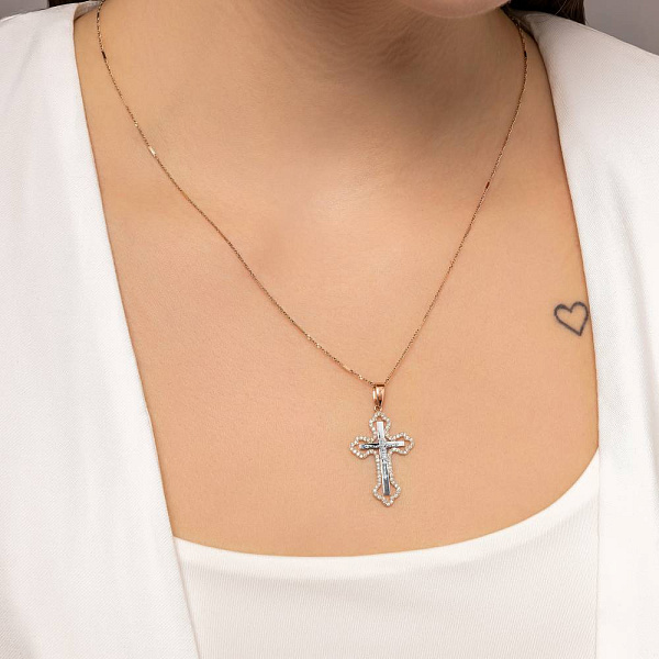 Золотий хрест з розп'яттям та діамантами (арт. П011846040кб) – зображення 2