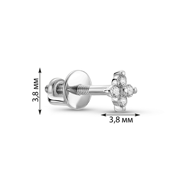 Золотая одиночная серьга-пусета с бриллиантами (арт. Т011473005бЯ) – изображение 2