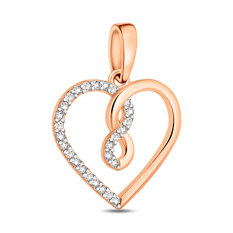 Фото Золотая подвеска Сердечко с фианитами (арт. 440974)