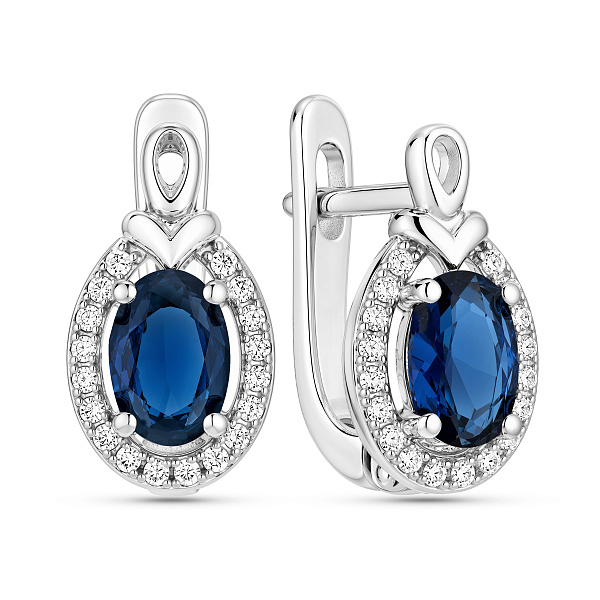 Серебряные серьги с сапфиром (арт. 7502/10604Спс) – изображение 1