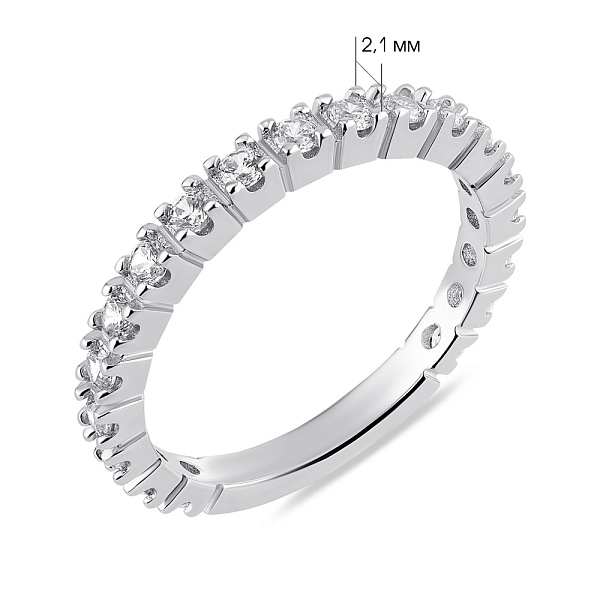 Срібна каблуча з доріжкою з фіанітів (арт. 7501/8001) – зображення 2