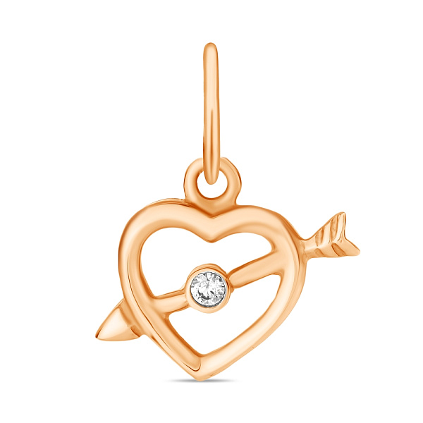 Золотой кулон Сердце с фианитом (арт. 421298) – изображение 1