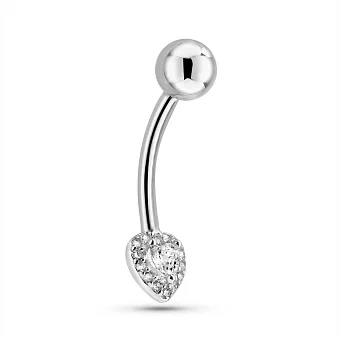 Срібна сережка-пірсинг Серце з фіанітами (арт. 7512/2185802)