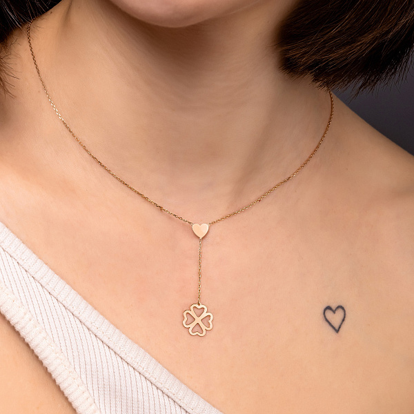 Золотое колье-галстук Клевер (арт. 352621) – изображение 3