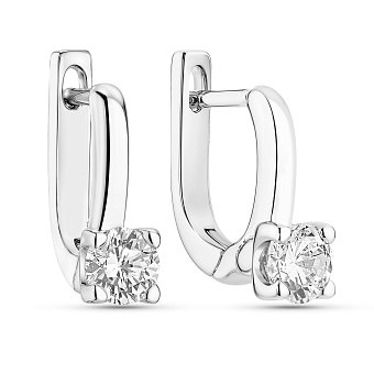 Фото Срібні сережки з одним фіанітом (арт. 7502/100104)