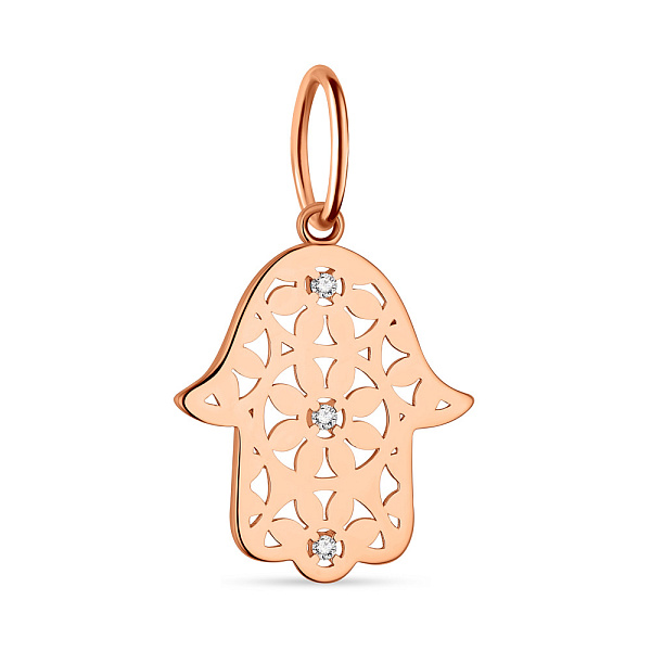 Золотий підвіс "Хамса" з фіанітами  (арт. 424545) – зображення 1