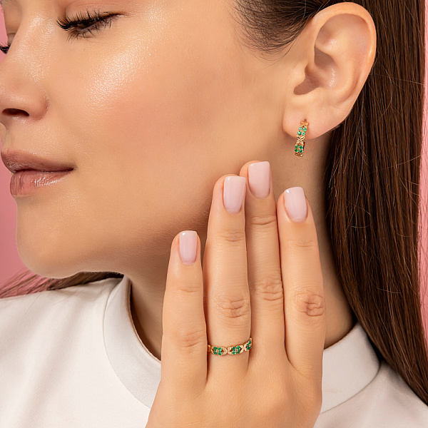 Каблучка з червоного золота зі смарагдом (арт. 141292/1Пи) – зображення 3