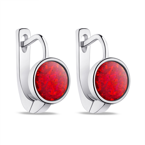 Серебряные серьги с красным опалом (арт. 7502/3814Пок) – изображение 1