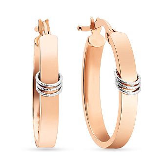 Сережки-кольца из красного и белого золота (арт. 105203/20кб)