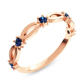 Кольцо из красного золота с сапфирами (арт. 141289/1Пс)