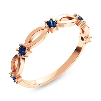 Каблучка з червоного золота з сапфірами (арт. 141289/1Пс)