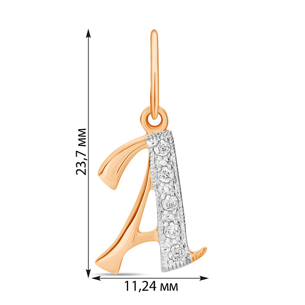Золотая подвеска Буква А с фианитами (арт. 440283) – изображение 3